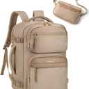 BAGSMART Womens Backpack Carry On Flight Approved, Travel Backpack for Women with Waist Bag,Traveling Lightweight Weekender Casual Daypack 17.3" Laptop Work Back pack Personal Item Bag,Champagne (15.6 Inch)