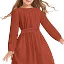 tiny sugar Girls Floral Smocked Waist Dress Church Holiday Playwear Soft Midi Dress with Pockets Size 7