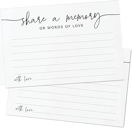GardenCity Share a Memory Card - 50 Pack, Share a Memory Cards for Celebration of Life, Funeral, Memorial, Birthday, Graduation, Bridal Shower, 4” x 6", Minimalist