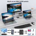 USB C Switch,USB C Switcher 2 Computers,Type C KVM Switch 8K@60Hz 4K@120Hz Video/10Gbps Data Transfer/100W Charging,Compatible with Thunderbolt Device,USB-C Cables Included