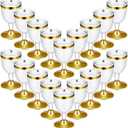 48 Pcs Disposable Plastic Glasses 6 oz Party Cups Hard Plastic Drinking Glasses with Stem Stackable Stemmed Goblets for Champagne Dessert Wedding Home Toasting(Gold Rim)