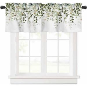 Sage Green Eucalyptus Leaves Valance for Windows Berry Branch Plant Curtains Valances Spring Short Curtains Rod Pocket Window Treatment for Kitchen Living Room Bedroom Bathroom Decor 1 Panel 42x12