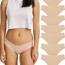 SHARICCA Women Seamless Cheeky Bikini No Show Panties Ladies Invisible Breathable Briefs Soft Stretch Underwear Multi Pack (Medium, (7 Pack) Beige)