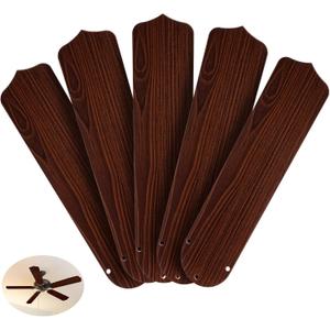 Lineshading 5 Pack 20" Replacement Fan Blades for 52" Ceiling Fan Waterproof Weatherproof Blades Replacement for Broken Substitution Replacing Indoor Summer(Wood Color)