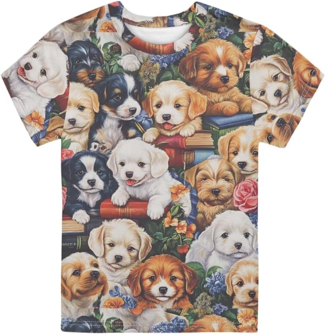 WELLFLYHOM Kids Tshirts Girls Boys Short Sleeve Crewneck Tees Shirts Casual Sport Pullover Tops Size 3-16 Years