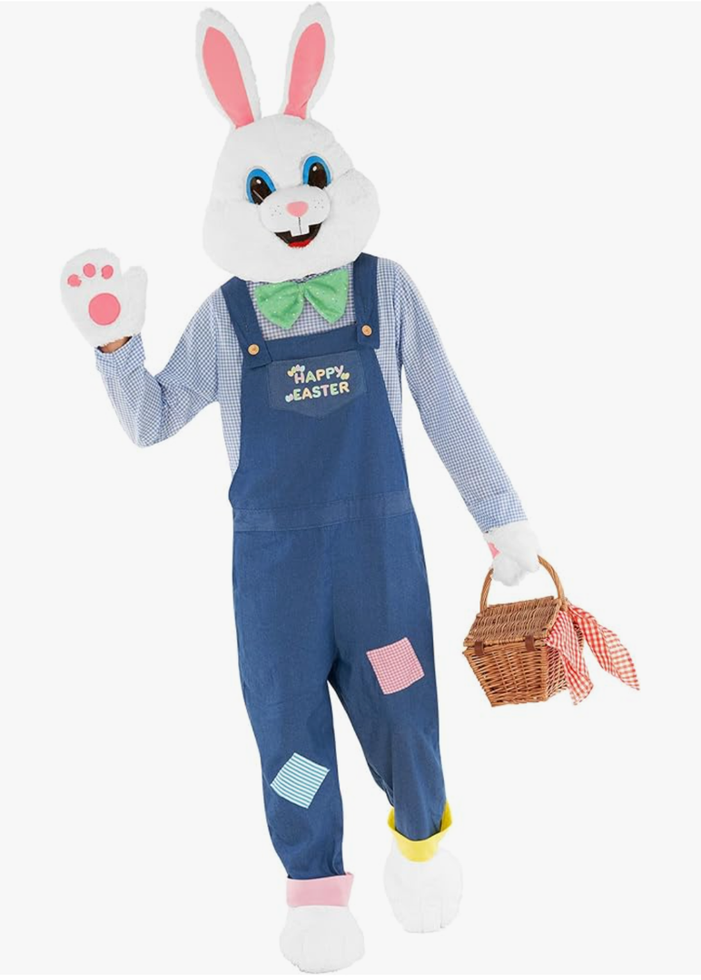 Morph Easter Bunny Costume Adult Rabbit Mascot Dungarees Suit for Easter Costumes Celebrations and Events