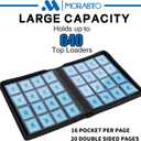 Top Loader Binder, Holds 640 Top Loaders,16 Pocket Top Loader Binders for 3" x 4" Rigid Cards,Top Loader Card Binder for Hard Plastic Top Loaders -Blue