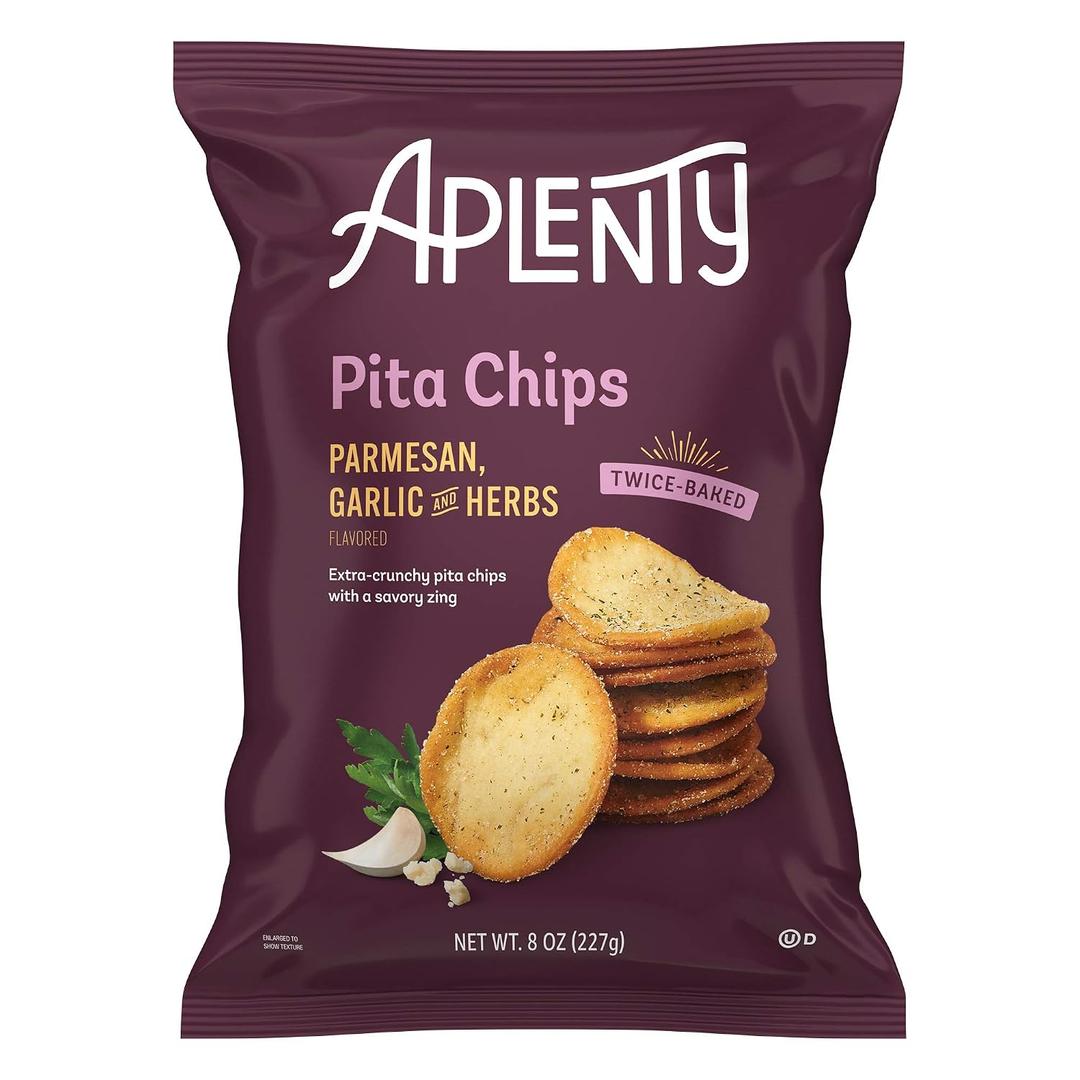 2 x Amazon Brand, Aplenty Parmesan Pita Chips, Garlic And Herbs, 8 Oz
