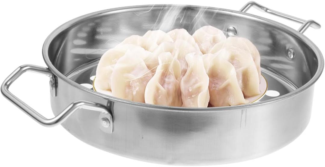 Housoutil Big Hole Colander with Handle, Stainless Steel hole Colander Strainer, Kitchen Steamer for Spaghetti, Noodles, Vegetables and Fruits