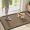 LEKEEPGO Door Mat Indoor Entrance 17"x29", Absorbent Indoor Door Mat, Non Slip Rubber Backing Inside Door Mats, Washable Floor Mat, Low-Profile Doormat for Front Door, Entryway, Entrance, Black