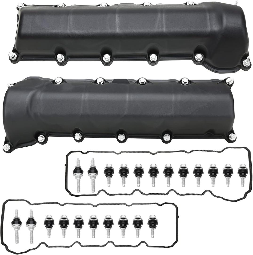 MITZONE Left and Right Side Valve Covers with Gaskte and Bolts Compatible with 2001-2007 Dodge Ram 1500 Durango Dakot Jeep Commander Grand Cherokee 4.7L V8 Replace 53021828AA 53021829AD