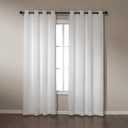 Amazon Basics Chenille Room Darkening Curtains, Light Filtering Window Drapes for Bedroom and Living Room, 2-Panel Set with Grommets, 42" W 84" L, White Classic