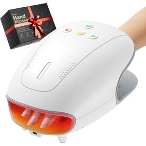 Estefanlo Hand Massager with Heat and Compression, Cordless Hand Massager for Arthritis Pain Relief, 3 Modes Air Compression Finger Massage Device, 2 Heat Levels, Washable Silicone Liner