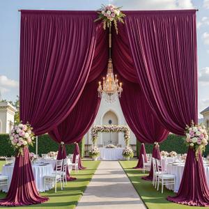 50x15FT Burgundy Sequin Backdrop Curtain Double Sided, W5' x H15'
