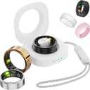 Smart Ring for Women Men, Health Fitness Tracker Rings, IP68 Waterproof, Long Lasting Batteries Sleep Ring with Charging Case and Protector, Remote Photography, No App Fees (Silver, 9#)
