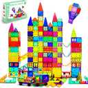 140Pcs Magnetic Tiles Magnetic Building Blocks, with 2 Cars 3D Magnet Tiles for Boys and Girls Aged 3+, Best Gift