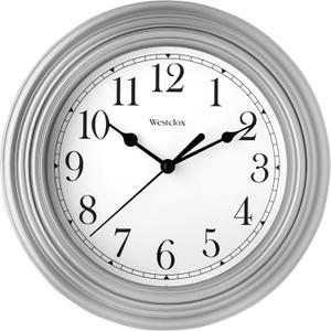 Westclox Quartz Movement Round Wall Clock, Contemporary Analog Design, Battery-Powered for Indoor Use (Silver, 9 Inch) (Gray)