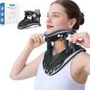 Holniva Neck Stretcher Cervical Traction, Adjustable Cervical Neck Traction Device, Neck Braces for Neck Pain and Support with 3 Power Traction for Home Use - FSA Eligible/HSA Eligible (Black)