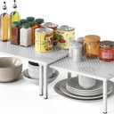Simple Houseware Expandable Stackable Kitchen Counter Shelf Organizer, White, Metal Top, 11.25"L x 7.9"W x 5.4"H