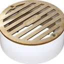 NDS 910B, 4 In. Round Grate Drain Cover, with PVC Collar, Connects to 3 Inch Drain Pipe & 4 Inch Drain Fittings, for Small Lawns, Landscaping and Patios, Satin Brass