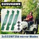 3 Pack 532187256 Lawn Mower Blades with Bolts for Husqvarna Z254F, MZ54S, RZ5424, YTH2454, YTH24V54 Tractors Replace Husqvarna 54 inch Mower Blades 532187254, 582760502, 594892901, High Lift