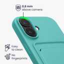 kwmobile Case Compatible with Apple iPhone 16 Case - TPU Phone Cover with Credit Card Holder - Mint