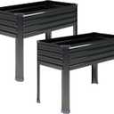 DIIYIV 2PCS Galvanized Raised Garden Bed with Legs,2PCS 481830in Elevated Planter Box for Backyard,Garden, Patio, Balcony, 300lb Capacity,Planters for Outdoor Plants,Black