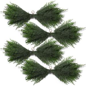 Hungdao 4 Pcs 28 Inch Christmas Artificial Cedar Swag Greenery Faux Pine Christmas Garland Swag Wreath Window Swags for Holiday Wreath Home Door Xmas Fireplace Stairs Decor