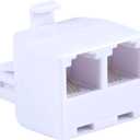 Power Gear Telephone Duplex Adapter, Home or Office, Compatible with Answering Machines, All Brands, RJ14, RJ11, White, 76191