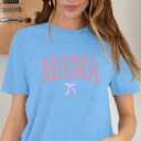 Mama Shirts for Women Mom Shirt Mother's Day T-Shirt Funny Graphic Short Sleeve Tops (Blue, X-Large) (XL)