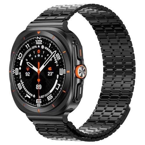 LETOID Magnetic Metal Band Designed for Samsung Galaxy Watch Ultra 47mm (2025/2024), Men Stainless Steel Adjustable Replacement Strap Solid Magnet Clasp Wristbands