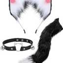 Spooktacular Creations Halloween Black Cat Dalmatian Fox Costume Accessories Set with Ears Headband with Choker Bow Tie Tail