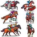6 Pcs Derby Decorations Horse Racing Table Centerpieces Double Sided Horse Party Decor Wooden Derby Party Supplies for Home Office Festival Horse Birthday Tiered Tray (Broken Piece)