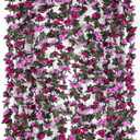 Miracliy 9Pcs 74FT Purple Flower Garland Artificial Rose Arch Vines Fake Spring Floral Garland for Flower Wall Backdrop Wedding Mothers Day Garden Tea Party Decoration