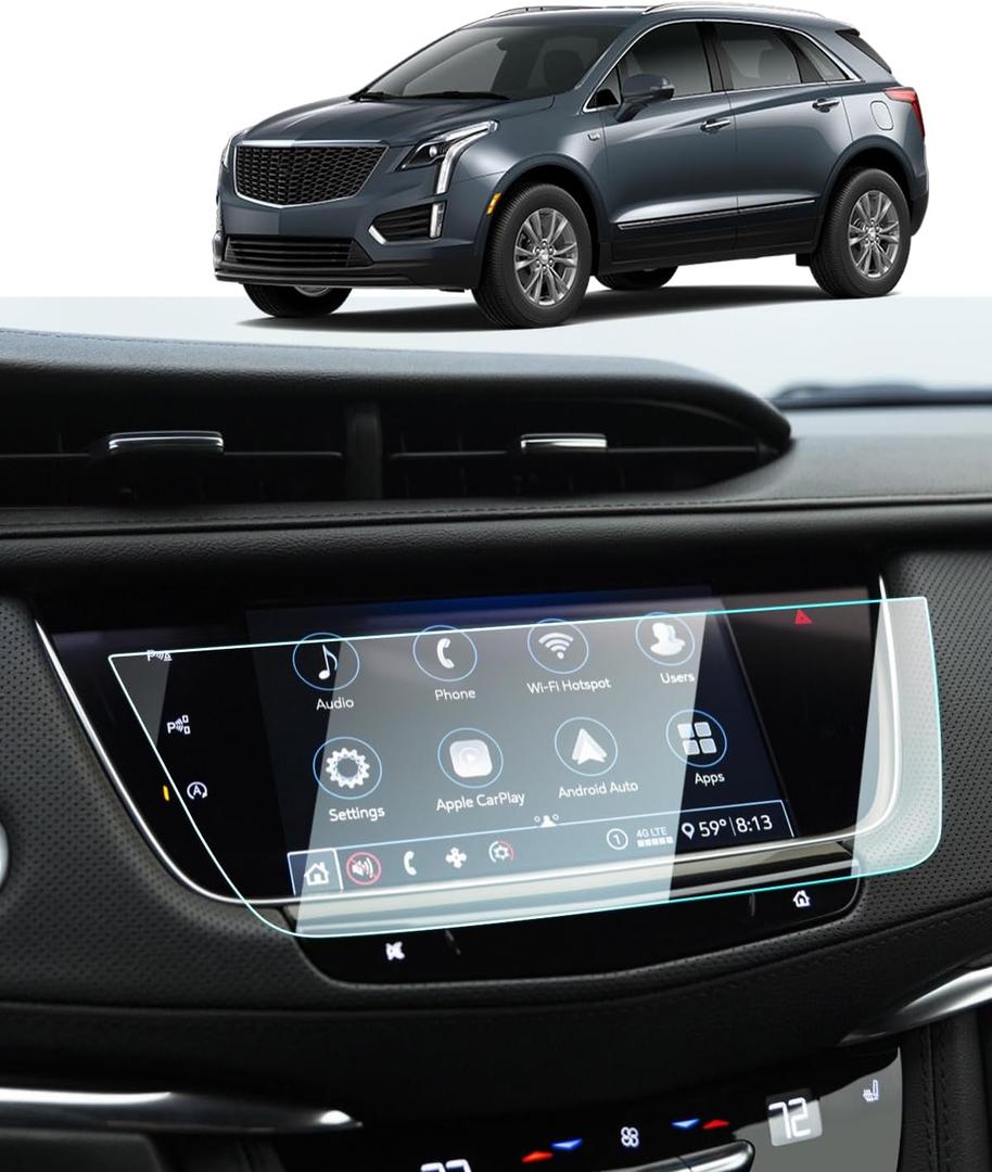 BIXUAN Tempered Glass Screen Protector for 2017-2025 Cadillac XT5 XT6 Luxury/Premium/Sport Accessories Navigation 8 Inch Touch Screen Protection Against Scratches and Fingerprints