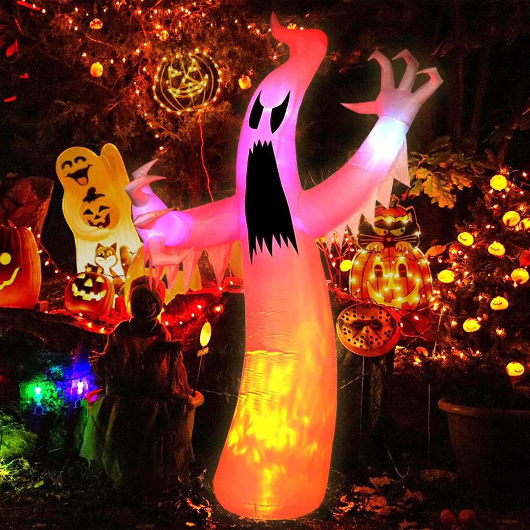 12FT Halloween Inflatables Colorful Ghost Outdoor Halloween Decoration Blow Up for Halloween Outdoor Yard Decorations, Garden, Lawn