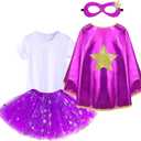Simple polymer Capes with Mask Princess Capes Birthday Party Dress Up Capes Costume for Christmas, Halloween (Purple), Size:Cape: L27.5inches W27.5 inches