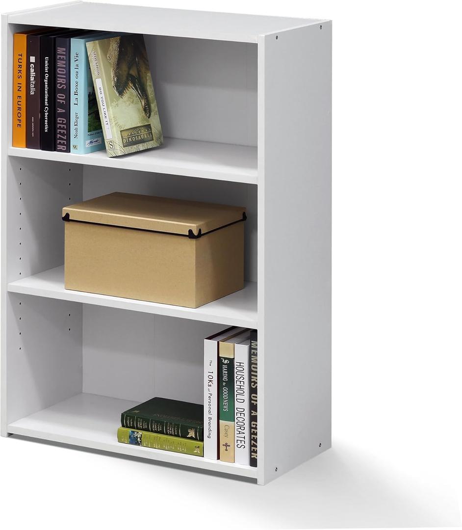 Furinno WRIGHT Book Shelf, 3-Tier Modern Bookshelf, Bookcase with Closed Back, 11.6" x 24.5" x 35.3", for Living Room, Bedroom, Home Office, Soft White