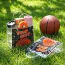 24 Pcs Basketball Clear Goodie Bag with Handles PVC Sport Theme Candy Treat Bags Bulk for Sports Team Gifts Birthday Party Favors, 8 x 8 x 3.15 Inches