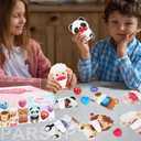 28 Pack Huggable Animal Valentine Cards + Heart Squishy Balls - 7 Animal Designs (Monkey/Panda/Lion) + 4 Colored Slow-Rebound Hearts, Interactive Valentine Exchange Gifts for Classroom & Party Favors