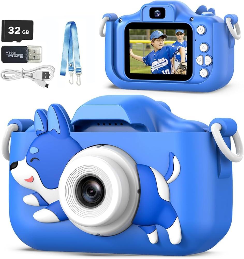 Mgaolo Kids Camera Toys for 3-12 Years Old Boys Girls Children,Portable Child Digital Video Camera with Silicone Cover, Christmas Birthday Gifts for Toddler Age 3 4 5 6 7 8 9 (Blue)