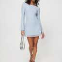 Princess Polly Lukea Long Sleeve Mini Dress, Size: 6 (Blue)