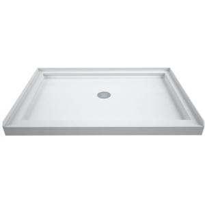 DreamLine SlimLine 32 in. D x 42 in. W x 2 3/4 in. H Center Drain Single Threshold Shower Base in White, DLT-1132420