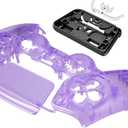 eXtremeRate Full Set Shell with Buttons Touchpad Cover, Clear Atomic Purple Custom Replacement Decorative Trim Shell Front Back Plates Compatible with p s 5 Controller BDM-030 BDM-040 BDM-050