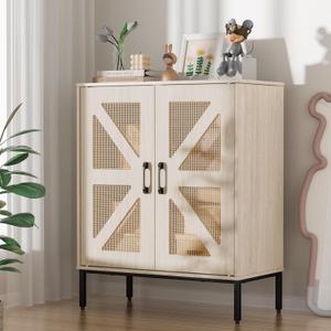 Buffet Cabinet with Storage Sideboard Accent Modern Credenza with Doors & Shelves 32.9" Tall Media Console Mid Century Coffee Bar Table for Living Room Kitchen Dining Room Hallway (Yellow)