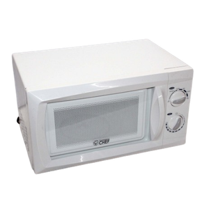 COMMERCIAL CHEF 0.6 Cubic Foot Microwave with 6 Power Levels, Small Microwave with Push Button Door, 700W Countertop with 30 Minute Timer and Mechanical Dial Controls, White