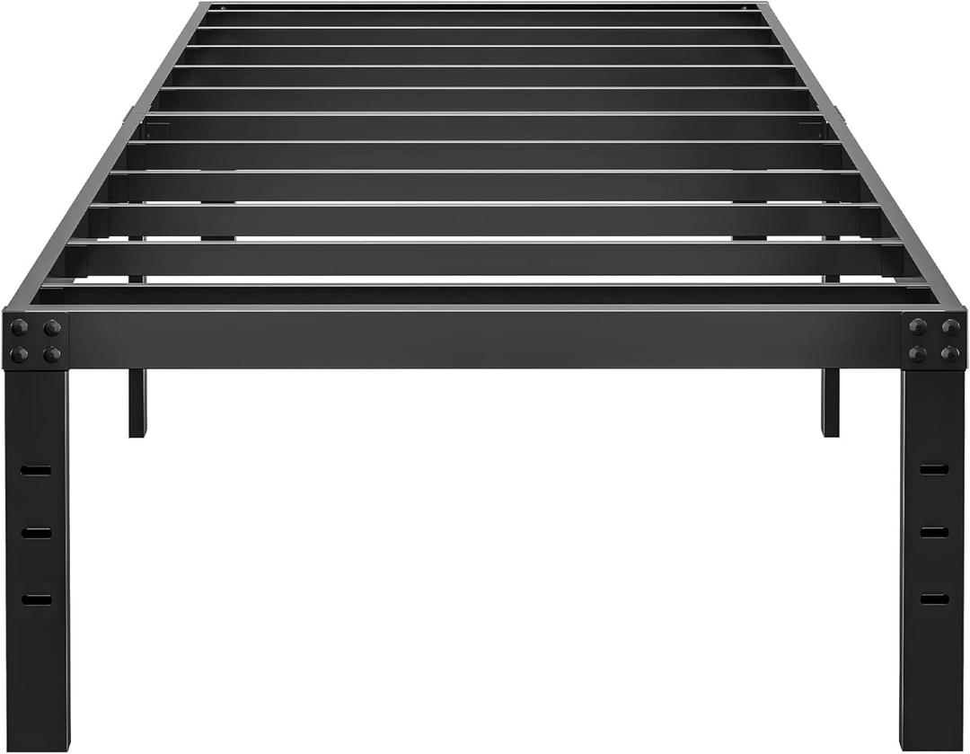 ALDRICH Metal Twin Bed Frame - 16 Inch Tall Black Basic Steel Slats Platform, Easy Assembly Heavy Duty Noise Free Bedframes, No Box Spring Needed