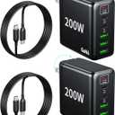 2 Pack USB C Charger Block 200W,6 Port Foldable Fast Charger Type C Charger iPhone 17 16 Fast Charging PD 3.1 Charging Station for All iPhone/Samsung Galaxy S25/S24/MacBook Pro/iPad