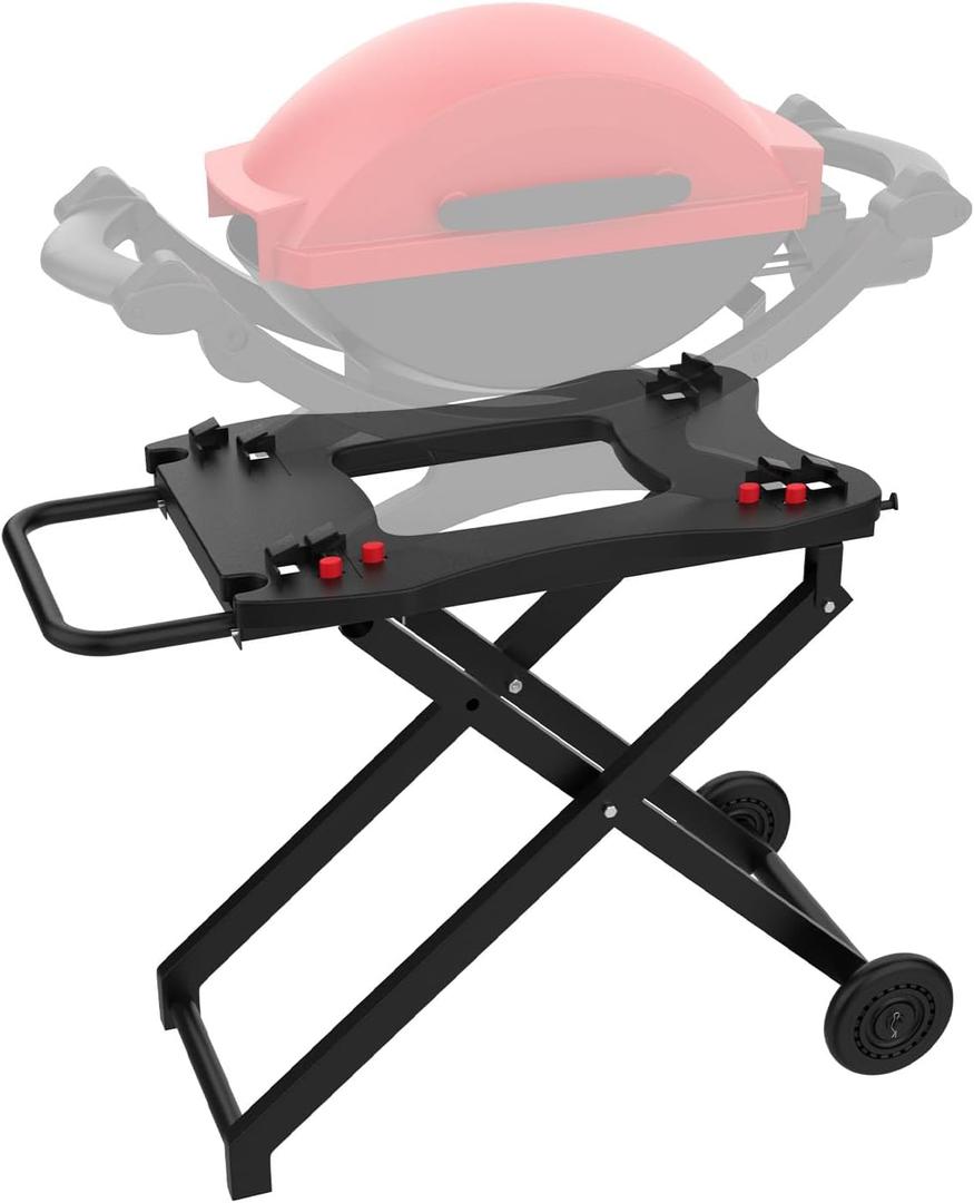 Portable Grill Cart for Weber Q100 Q1000 Q120 Q1200 Q200 Q2000 Q2200 Series Grills, BBQ Folding Grill Stand for Q1400 Q2400 Electric Grills, Grill Table Replace for Weber Q Portable Cart