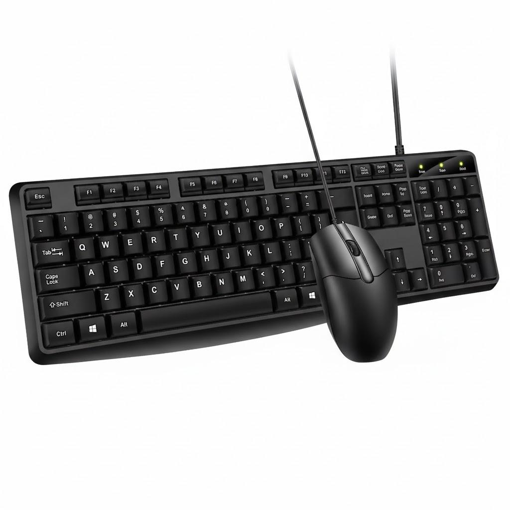 1Set Keyboard and Mouse Full Ergonomic Design High Response Optical Mouse for Smooth Operation Surfaces for Office and Home Use